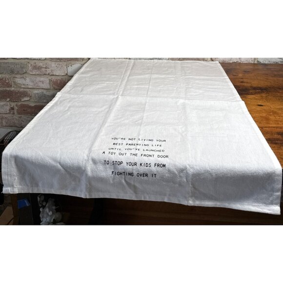 Decorative White Cotton Dish Towel With Humorous Parenting Quote Tea Towel - Picture 7 of 10